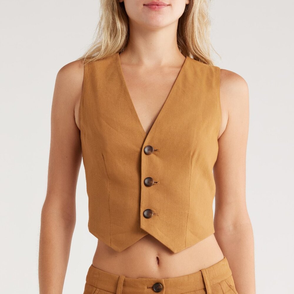 A.L.C. Maxwell Linen Blend Vest Copper